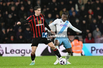 2024-04-02 - Illya Zabarnyi (27) of AFC Bournemouth battles for possession with Eberechi Eze (10) of Crystal Palace during the English championship Premier League football match between Bournemouth and Crystal Palace on 2 April 2024 at the Vitality Stadium in Bournemouth, England - FOOTBALL - ENGLISH CHAMP - BOURNEMOUTH V CRYSTAL PALACE - ENGLISH PREMIER LEAGUE - SOCCER