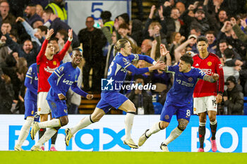 2024-04-05 - Conor Gallagher (23) of Chelsea scores a goal and celebrates 1-0 during the English championship Premier League football match between Chelsea and Manchester United on 4 April 2024 at Stamford Bridge in London, England - FOOTBALL - ENGLISH CHAMP - CHELSEA V MANCHESTER UNITED - ENGLISH PREMIER LEAGUE - SOCCER