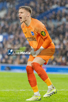 2024-04-06 - Brighton & Hove Albion FC goalkeeper Bart Verbruggen during the English championship Premier League football match between Brighton and Hove Albion and Arsenal on 6 April 2024 at the American Express Stadium in Brighton and Hove, England - FOOTBALL - ENGLISH CHAMP - BRIGHTON V ARSENAL - ENGLISH PREMIER LEAGUE - SOCCER