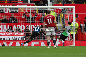2024-04-07 - Mohamed Salah (11) of Liverpool scores from the penalty spot 2-2 during the English championship Premier League football match between Manchester United and Liverpool on 7 April 2024 at Old Trafford in Manchester, England - FOOTBALL - ENGLISH CHAMP - MANCHESTER UNITED V LIVERPOOL - ENGLISH PREMIER LEAGUE - SOCCER
