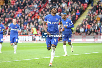 2024-04-07 - Noni Madueke (11) of Chelsea celebrates his goal and celebrates 1-2 during the English championship Premier League football match between Sheffield United and Chelsea on 7 April 2024 at Bramall Lane in Sheffield, England - FOOTBALL - ENGLISH CHAMP - SHEFFIELD UNITED V CHELSEA - ENGLISH PREMIER LEAGUE - SOCCER