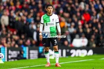 2024-04-08 - Wataru Endo (3) of Liverpool during the English championship Premier League football match between Manchester United and Liverpool on 7 April 2024 at Old Trafford in Manchester, England - FOOTBALL - ENGLISH CHAMP - MANCHESTER UNITED V LIVERPOOL - ENGLISH PREMIER LEAGUE - SOCCER