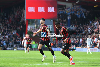 2024-04-13 - Dominic Solanke (9) of AFC Bournemouth celebrates scoring 1-0 during the English championship Premier League football match between Bournemouth and Manchester United on 13 April 2024 at the Vitality Stadium in Bournemouth, England - FOOTBALL - ENGLISH CHAMP - BOURNEMOUTH V MANCHESTER UNITED - ENGLISH PREMIER LEAGUE - SOCCER