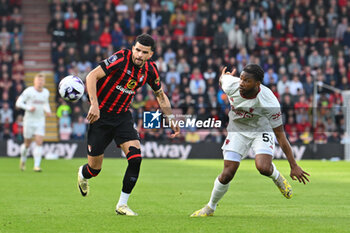 2024-04-13 - Dominic Solanke (9) of AFC Bournemouth and Willy Kambwala (53) of Manchester United during the English championship Premier League football match between Bournemouth and Manchester United on 13 April 2024 at the Vitality Stadium in Bournemouth, England - FOOTBALL - ENGLISH CHAMP - BOURNEMOUTH V MANCHESTER UNITED - ENGLISH PREMIER LEAGUE - SOCCER