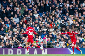 2024-04-21 - Liverpool defender Trent Alexander-Arnold (66) scores a free-kick and celebrates 0-1 during the English championship Premier League football match between Fulham and Liverpool on 21 April 2024 at Craven Cottage in London, England - FOOTBALL - ENGLISH CHAMP - FULHAM V LIVERPOOL - ENGLISH PREMIER LEAGUE - SOCCER