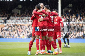 2024-04-21 - Liverpool midfielder Ryan Gravenberch (38) scores and celebrates 1-2 during the English championship Premier League football match between Fulham and Liverpool on 21 April 2024 at Craven Cottage in London, England - FOOTBALL - ENGLISH CHAMP - FULHAM V LIVERPOOL - ENGLISH PREMIER LEAGUE - SOCCER