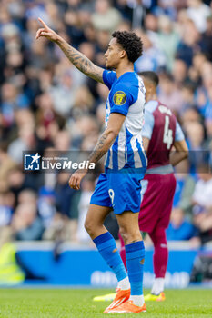 2024-05-05 - Brighton & Hove Albion FC forward Joao Pedro (9) celebrates his goal 1-0 during the English championship Premier League football match between Brighton and Hove Albion and Aston Villa on 5 May 2024 at the American Express Stadium in Brighton and Hove, England - FOOTBALL - ENGLISH CHAMP - BRIGHTON V ASTON VILLA - ENGLISH PREMIER LEAGUE - SOCCER
