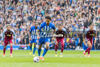 2024-05-05 - Brighton & Hove Albion FC forward Joao Pedro (9) penalty kick during the English championship Premier League football match between Brighton and Hove Albion and Aston Villa on 5 May 2024 at the American Express Stadium in Brighton and Hove, England - FOOTBALL - ENGLISH CHAMP - BRIGHTON V ASTON VILLA - ENGLISH PREMIER LEAGUE - SOCCER