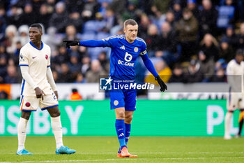 2024-11-23 - Leicester City forward Jamie Vardy during the English championship Premier League football match between Leicester City and Chelsea on 23 November 2024 at the King Power Stadium in Leicester, England - FOOTBALL - ENGLISH CHAMP - LEICESTER V CHELSEA - ENGLISH PREMIER LEAGUE - SOCCER