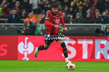 2024-02-15 - Theo Hernandez of AC Milan seen in action during UEFA Europa League 2023/24 Play-Off - 1st  leg football match between AC Milan and Rennes Stade Rennais FC at San Siro Stadium, Milan, Italy on February 15, 2024 - AC MILAN VS RENNAIS FC - UEFA EUROPA LEAGUE - SOCCER