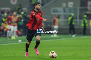 2024-02-15 - Christian Pulisic of AC Milan seen in action during UEFA Europa League 2023/24 Play-Off - 1st  leg football match between AC Milan and Rennes Stade Rennais FC at San Siro Stadium, Milan, Italy on February 15, 2024 - AC MILAN VS RENNAIS FC - UEFA EUROPA LEAGUE - SOCCER