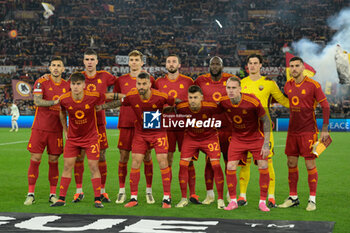 2024-02-22 - AS Roma team during the UEFA Europa League 2023-2024 football match between AS Roma and Feyenoord at the Olympic Stadium in Rome on February 22, 2024. - AS ROMA VS FEYENOORD - UEFA EUROPA LEAGUE - SOCCER