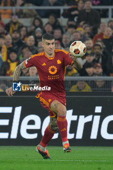 2024-02-22 - Gianluca Mancini (AS Roma);  during the UEFA Europa League 2023-2024 football match between AS Roma and Feyenoord at the Olympic Stadium in Rome on February 22, 2024. - AS ROMA VS FEYENOORD - UEFA EUROPA LEAGUE - SOCCER