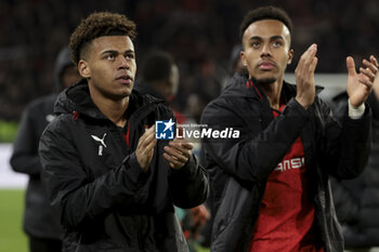 2024-02-22 - Desire Doue, Guela Doue of Rennes salute the supporters following the UEFA Europa League, Play-off 2nd leg football match between Stade Rennais (Rennes) and AC Milan on February 22, 2024 at Roazhon Park in Rennes, France - FOOTBALL - EUROPA LEAGUE - RENNES V MILAN - UEFA EUROPA LEAGUE - SOCCER