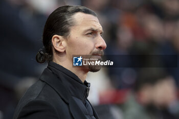 2024-02-22 - Zlatan Ibrahimovic of AC Milan during the UEFA Europa League, Play-off 2nd leg football match between Stade Rennais (Rennes) and AC Milan on February 22, 2024 at Roazhon Park in Rennes, France - FOOTBALL - EUROPA LEAGUE - RENNES V MILAN - UEFA EUROPA LEAGUE - SOCCER