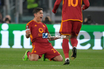 2024-03-07 - Paulo Dybala (AS Roma); celebrates after scoring the goal 1-0 during the UEFA Europa League 2023-2024 road of 16 football match between AS Roma and Brighton at the Olympic Stadium in Rome on March 07, 2024. - ROMA VS BRIGHTON & HOVE ALBION - UEFA EUROPA LEAGUE - SOCCER