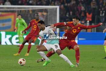 2024-03-07 - Ansu Fati (Brighton); Leandro Paredes (AS Roma);  during the UEFA Europa League 2023-2024 road of 16 football match between AS Roma and Brighton at the Olympic Stadium in Rome on March 07, 2024. - ROMA VS BRIGHTON & HOVE ALBION - UEFA EUROPA LEAGUE - SOCCER