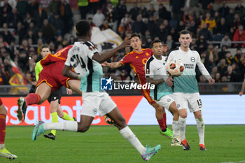 2024-03-07 - Bryan Cristante (AS Roma); goal 4-0 during the UEFA Europa League 2023-2024 road of 16 football match between AS Roma and Brighton at the Olympic Stadium in Rome on March 07, 2024. - ROMA VS BRIGHTON & HOVE ALBION - UEFA EUROPA LEAGUE - SOCCER