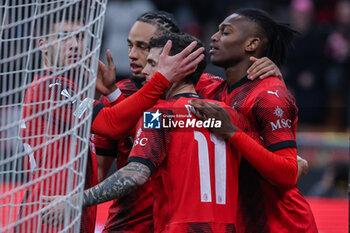2024-03-07 - Christian Pulisic of AC Milan celebrates with his team mates after scoring a goal during UEFA Europa League 2023/24 Round of 16 - 1st  leg football match between AC Milan and SK Slavia Praha at San Siro Stadium, Milan, Italy on March 07, 2024 - MILAN VS SLAVIA PRAHA - UEFA EUROPA LEAGUE - SOCCER