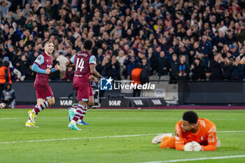2024-03-14 - West Ham United midfielder Mohammed Kudus (14) celebrates his goal 4-0 during the UEFA Europa League, Round of 16, 2nd leg football match between West Ham United and SC Freiburg on 14 March 2024 at the London Stadium in London, England - FOOTBALL - EUROPA LEAGUE - WEST HAM V FREIBURG - UEFA EUROPA LEAGUE - SOCCER