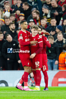 2024-03-14 - Liverpool forward Bobby Clark (42) scores and celebrates 2-0 during the UEFA Europa League, Round of 16, second leg football match between Liverpool and Sparta Prague on 14 March 2024 at Anfield stadium in Liverpool, England - FOOTBALL - EUROPA LEAGUE - LIVERPOOL V SPARTA PRAGUE - UEFA EUROPA LEAGUE - SOCCER