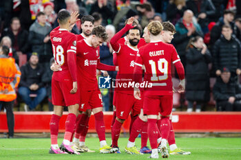 2024-03-14 - Liverpool midfielder Dominik Szoboszlai (8) scores and celebrates 5-1 during the UEFA Europa League, Round of 16, second leg football match between Liverpool and Sparta Prague on 14 March 2024 at Anfield stadium in Liverpool, England - FOOTBALL - EUROPA LEAGUE - LIVERPOOL V SPARTA PRAGUE - UEFA EUROPA LEAGUE - SOCCER