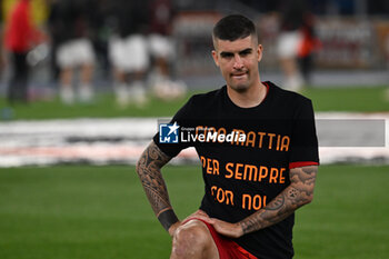 2024-04-18 - Gianluca Mancini of A.S. Roma during the UEFA Europa League Quarter-final second Leg match, between A.S. Roma vs A.C. Milan at the Olympic Stadium on April 18, 2024 in Rome, Italy. - AS ROMA VS AC MILAN - UEFA EUROPA LEAGUE - SOCCER