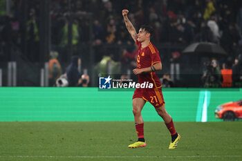 2024-04-18 - Paulo Dybala of A.S. Roma celebrates after scoring the gol of 2-0 during the UEFA Europa League Quarter-final second Leg match, between A.S. Roma vs A.C. Milan at the Olympic Stadium on April 18, 2024 in Rome, Italy. - AS ROMA VS AC MILAN - UEFA EUROPA LEAGUE - SOCCER