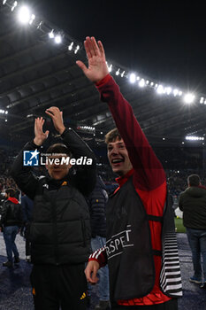 2024-04-18 - Paulo Dybala and Nicola Zalewski of A.S. Roma during the UEFA Europa League Quarter-final second Leg match, between A.S. Roma vs A.C. Milan at the Olympic Stadium on April 18, 2024 in Rome, Italy. - AS ROMA VS AC MILAN - UEFA EUROPA LEAGUE - SOCCER