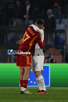 2024-04-18 - Leonardo Spinazzola of A.S. Roma and Alessandro Florenzi of A.C. Milan during the UEFA Europa League Quarter-final second Leg match, between A.S. Roma vs A.C. Milan at the Olympic Stadium on April 18, 2024 in Rome, Italy. - AS ROMA VS AC MILAN - UEFA EUROPA LEAGUE - SOCCER