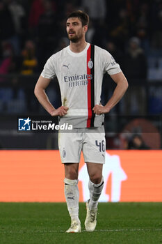 2024-04-18 - Matteo Gabbia A.C. Milan during the UEFA Europa League Quarter-final second Leg match, between A.S. Roma vs A.C. Milan at the Olympic Stadium on April 18, 2024 in Rome, Italy. - AS ROMA VS AC MILAN - UEFA EUROPA LEAGUE - SOCCER