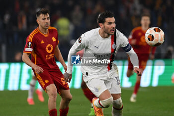 2024-04-18 - Stephan El Shaarawy of A.S. Roma and Theo Hernandez of A.C. Milan during the UEFA Europa League Quarter-final second Leg match, between A.S. Roma vs A.C. Milan at the Olympic Stadium on April 18, 2024 in Rome, Italy. - AS ROMA VS AC MILAN - UEFA EUROPA LEAGUE - SOCCER