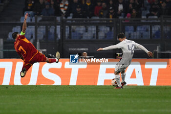 2024-04-18 - Lorenzo Pellegrini of A.S. Roma and Alessandro Florenzi of A.C. Milan during the UEFA Europa League Quarter-final second Leg match, between A.S. Roma vs A.C. Milan at the Olympic Stadium on April 18, 2024 in Rome, Italy. - AS ROMA VS AC MILAN - UEFA EUROPA LEAGUE - SOCCER