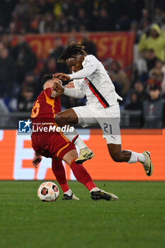 2024-04-18 - Stephan El Shaarawy of A.S. Roma and Samuel Chukwueze of A.C. Milan during the UEFA Europa League Quarter-final second Leg match, between A.S. Roma vs A.C. Milan at the Olympic Stadium on April 18, 2024 in Rome, Italy. - AS ROMA VS AC MILAN - UEFA EUROPA LEAGUE - SOCCER