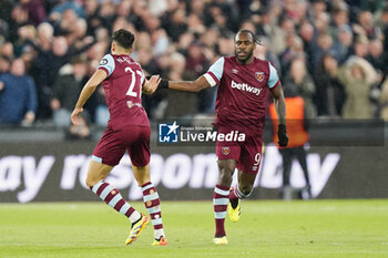 2024-04-18 - Michail Antonio of West Ham celebrates after scoring his goal to make it 1-0 during the UEFA Europa League, Quater-Finals, 2nd Leg football match between West Ham United FC and Bayer 04 Leverkusen on 18 April 2024 at London Stadium in London, England - FOOTBALL - EUROPA LEAGUE - WEST HAM V BAYER LEVERKUSEN - UEFA EUROPA LEAGUE - SOCCER