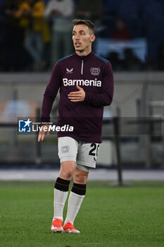 2024-05-02 - Alex Grimaldo of Bayer Leverkusen during the UEFA Europa League semi-final first Leg match, between A.S. Roma vs Bayer Leverkusen at the Olympic Stadium on 2 May, 2024 in Rome, Italy. - AS ROMA VS BAYER 04 LEVERKUSEN - UEFA EUROPA LEAGUE - SOCCER