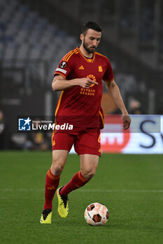 2024-05-02 - Bryan Cristante of A.S. Roma during the UEFA Europa League semi-final first Leg match, between A.S. Roma vs Bayer Leverkusen at the Olympic Stadium on 2 May, 2024 in Rome, Italy. - AS ROMA VS BAYER 04 LEVERKUSEN - UEFA EUROPA LEAGUE - SOCCER