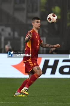 2024-05-02 - Gianluca Mancini of A.S. Roma during the UEFA Europa League semi-final first Leg match, between A.S. Roma vs Bayer Leverkusen at the Olympic Stadium on 2 May, 2024 in Rome, Italy. - AS ROMA VS BAYER 04 LEVERKUSEN - UEFA EUROPA LEAGUE - SOCCER