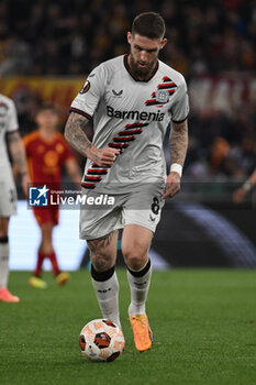 2024-05-02 - Robert Andrich of Bayer Leverkusen cscores the goal of 0-2 during the UEFA Europa League semi-final first Leg match, between A.S. Roma vs Bayer Leverkusen at the Olympic Stadium on 2 May, 2024 in Rome, Italy. - AS ROMA VS BAYER 04 LEVERKUSEN - UEFA EUROPA LEAGUE - SOCCER