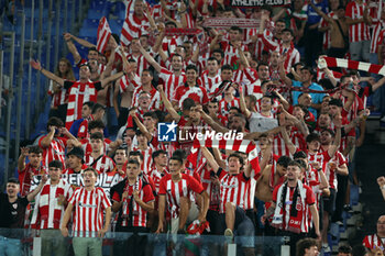 2024-09-26 - Rome, Italy 26.9.2024: Athletic Club Bilbao supporters on the stand during the UEFA Europa League 2024-2025 day 1, football match between AS Roma vs Athletic Club Bilbao at Olympic Stadium in Rome. - AS ROMA VS ATHLETIC BILBAO - UEFA EUROPA LEAGUE - SOCCER