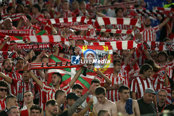 2024-09-26 - Rome, Italy 26.9.2024: Athletic Club Bilbao supporters on the stand during the UEFA Europa League 2024-2025 day 1, football match between AS Roma vs Athletic Club Bilbao at Olympic Stadium in Rome. - AS ROMA VS ATHLETIC BILBAO - UEFA EUROPA LEAGUE - SOCCER