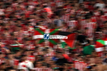 2024-09-26 - Rome, Italy 26.9.2024: Athletic Club Bilbao supporters on the stand during the UEFA Europa League 2024-2025 day 1, football match between AS Roma vs Athletic Club Bilbao at Olympic Stadium in Rome. - AS ROMA VS ATHLETIC BILBAO - UEFA EUROPA LEAGUE - SOCCER