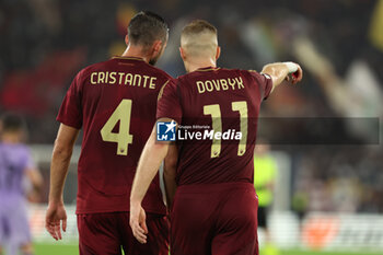 2024-09-26 - Rome, Italy 26.9.2024: Artem Dovbyk of Roma score the goal and celebrate with Bryan Cristante of Roma during the UEFA Europa League 2024-2025 day 1, football match between AS Roma vs Athletic Club Bilbao at Olympic Stadium in Rome. - AS ROMA VS ATHLETIC BILBAO - UEFA EUROPA LEAGUE - SOCCER