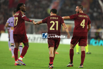 2024-09-26 - Rome, Italy 26.9.2024: Manu Kone of Roma and Paulo Dybala of Roma celebrate during the UEFA Europa League 2024-2025 day 1, football match between AS Roma vs Athletic Club Bilbao at Olympic Stadium in Rome. - AS ROMA VS ATHLETIC BILBAO - UEFA EUROPA LEAGUE - SOCCER