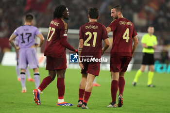 2024-09-26 - Rome, Italy 26.9.2024: Manu Kone of Roma and Paulo Dybala of Roma celebrate during the UEFA Europa League 2024-2025 day 1, football match between AS Roma vs Athletic Club Bilbao at Olympic Stadium in Rome. - AS ROMA VS ATHLETIC BILBAO - UEFA EUROPA LEAGUE - SOCCER