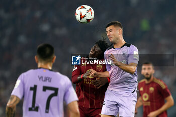 2024-09-26 - Rome, Italy 26.9.2024: Manu Kone of Roma, Gorosabel of Athletic Bilbao during the UEFA Europa League 2024-2025 day 1, football match between AS Roma vs Athletic Club Bilbao at Olympic Stadium in Rome. - AS ROMA VS ATHLETIC BILBAO - UEFA EUROPA LEAGUE - SOCCER