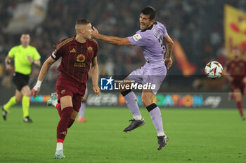 2024-09-26 - Rome, Italy 26.9.2024: Artem Dovbyk of Roma, Vivian of Athletic Bilbao during the UEFA Europa League 2024-2025 day 1, football match between AS Roma vs Athletic Club Bilbao at Olympic Stadium in Rome. - AS ROMA VS ATHLETIC BILBAO - UEFA EUROPA LEAGUE - SOCCER