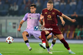 2024-09-26 - Rome, Italy 26.9.2024: Paredes of Athletic Bilbao, Artem Dovbyk of Roma during the UEFA Europa League 2024-2025 day 1, football match between AS Roma vs Athletic Club Bilbao at Olympic Stadium in Rome. - AS ROMA VS ATHLETIC BILBAO - UEFA EUROPA LEAGUE - SOCCER