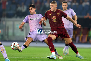 2024-09-26 - Rome, Italy 26.9.2024: Paredes of Athletic Bilbao, Artem Dovbyk of Roma during the UEFA Europa League 2024-2025 day 1, football match between AS Roma vs Athletic Club Bilbao at Olympic Stadium in Rome. - AS ROMA VS ATHLETIC BILBAO - UEFA EUROPA LEAGUE - SOCCER