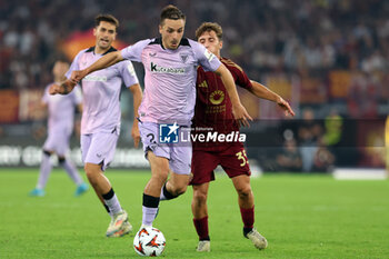 2024-09-26 - Rome, Italy 26.9.2024: Gorosabel of Athletic Bilbao, Tommaso Baldanzi of Roma during the UEFA Europa League 2024-2025 day 1, football match between AS Roma vs Athletic Club Bilbao at Olympic Stadium in Rome. - AS ROMA VS ATHLETIC BILBAO - UEFA EUROPA LEAGUE - SOCCER